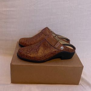 Ariat Brown Embossed Leather Clogs